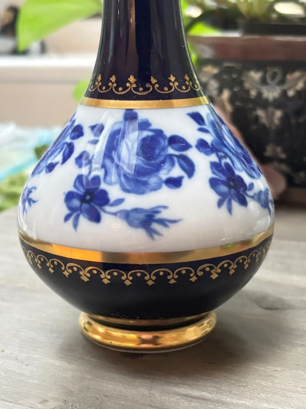 Vintage Cobalt Vase with Gold Accents, Royal Porzellan Bavaria KPM